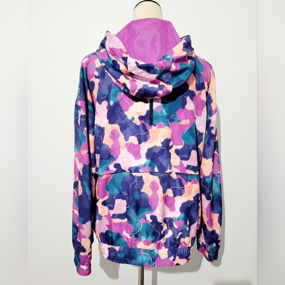Reebok Women’s Hooded Windbreaker Jacket Abstract Print Size Large Zip Front - Picture 5 of 14